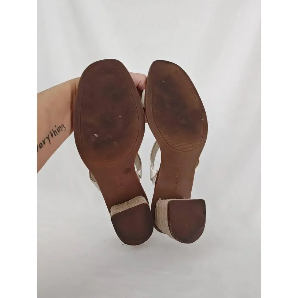 Sole Society LUNESPA Block Heel Sandals Two Strap Vegan Leather Jute Double 8.5‎